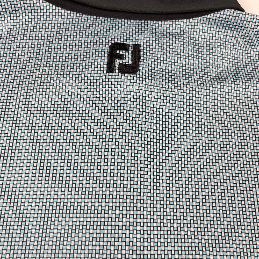 FootJoy Men’s Golf Polo Blue & Teal Geometric Stretch Performance Shirt XL - Picture 4 of 7
